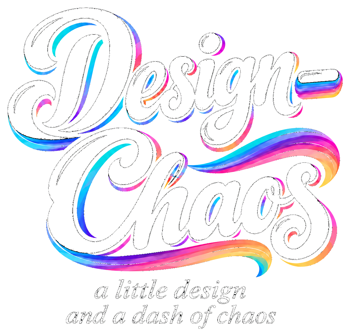 Design-Chaos stacked wordmark, white on ink