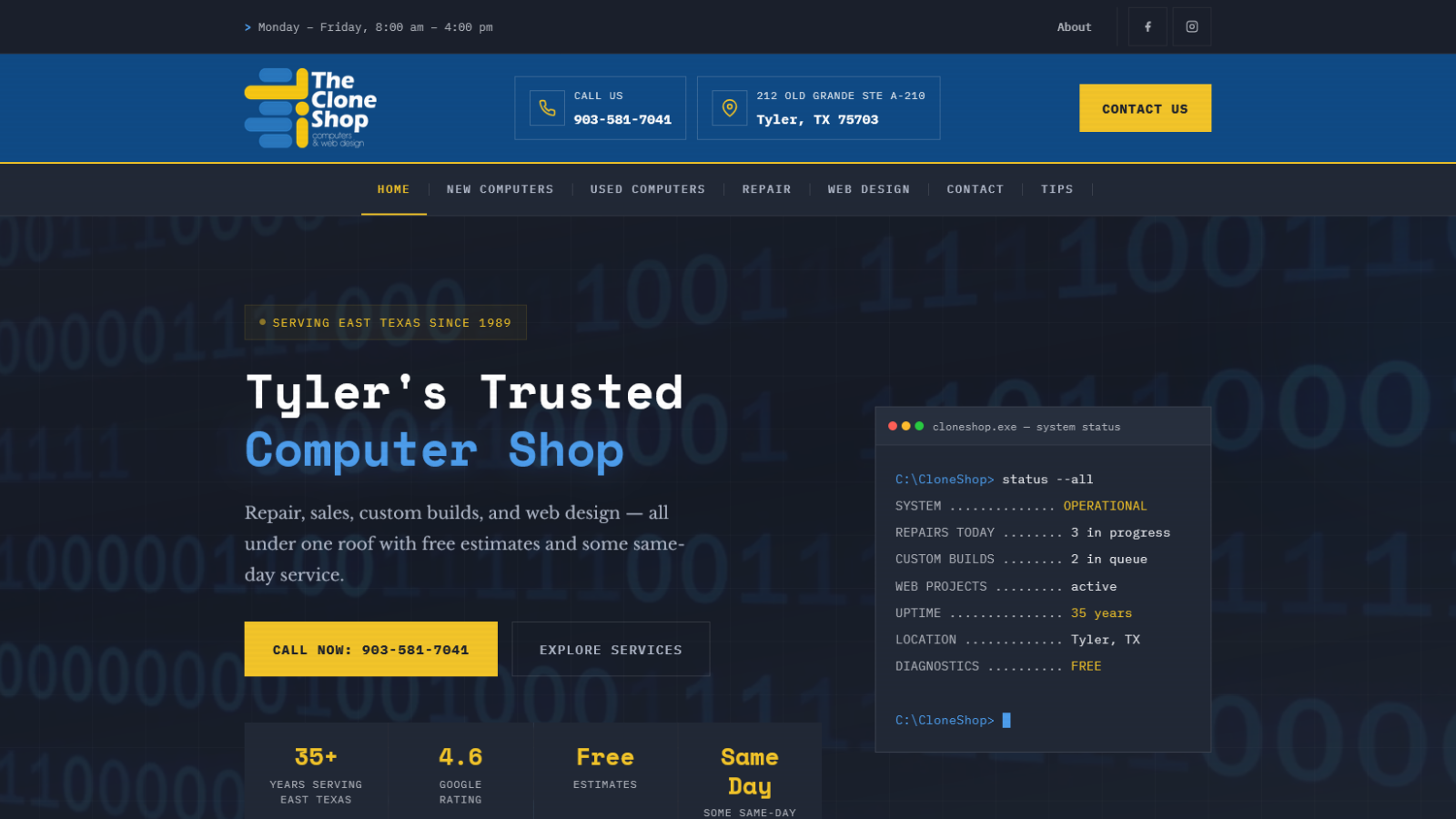 The Clone Shop Website — project hero image
